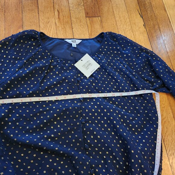 Jack by BB Dakota Blue Gold Dot Button Blouse XS Extra Small NWT - Picture 8 of 11